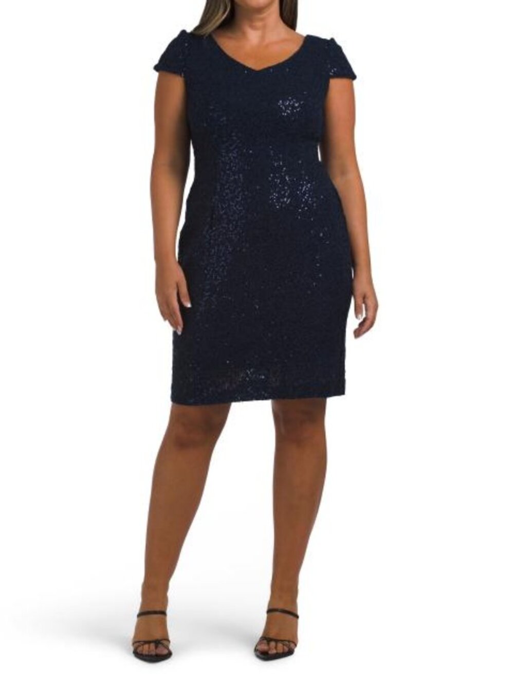 ALEX EVENINGS Petite Sheath Cap Sleeve Mini Dress